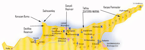 Map North Cyprus Birdwatching
