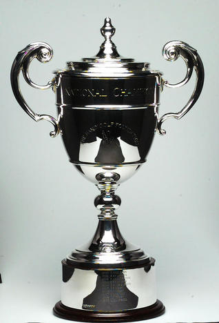 The maghificent solid silver National Champioship Trophy