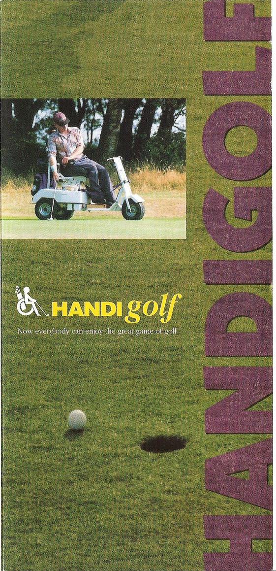 Derek Burt an accomplished one handed paraplegic player on a Velden three wheel buggy