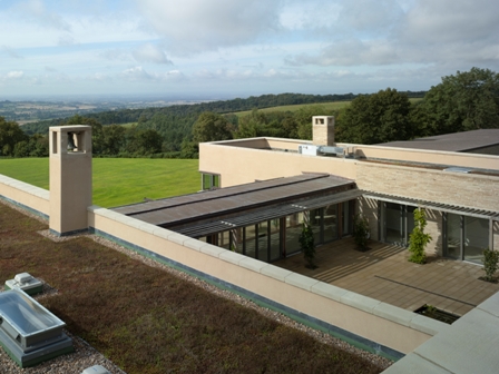 Both sedum roofs with Glass cloister