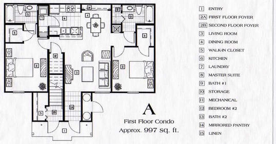 2bed/2bath Unit floorplan