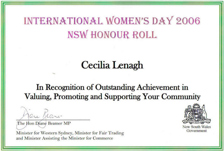 International Women's Day Honour Roll Certificate