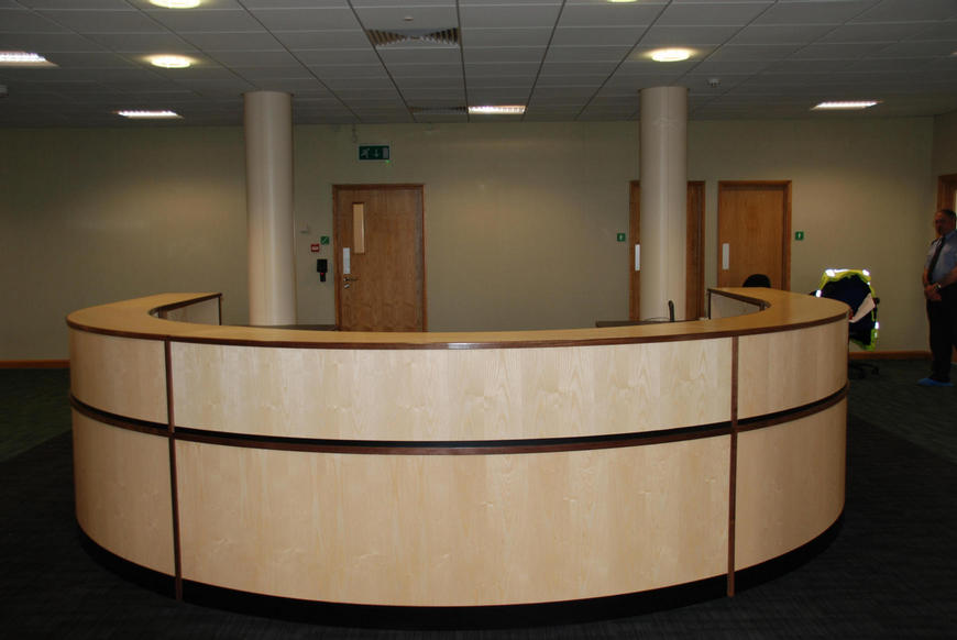 Reception Desk in Ash with Walnut edging