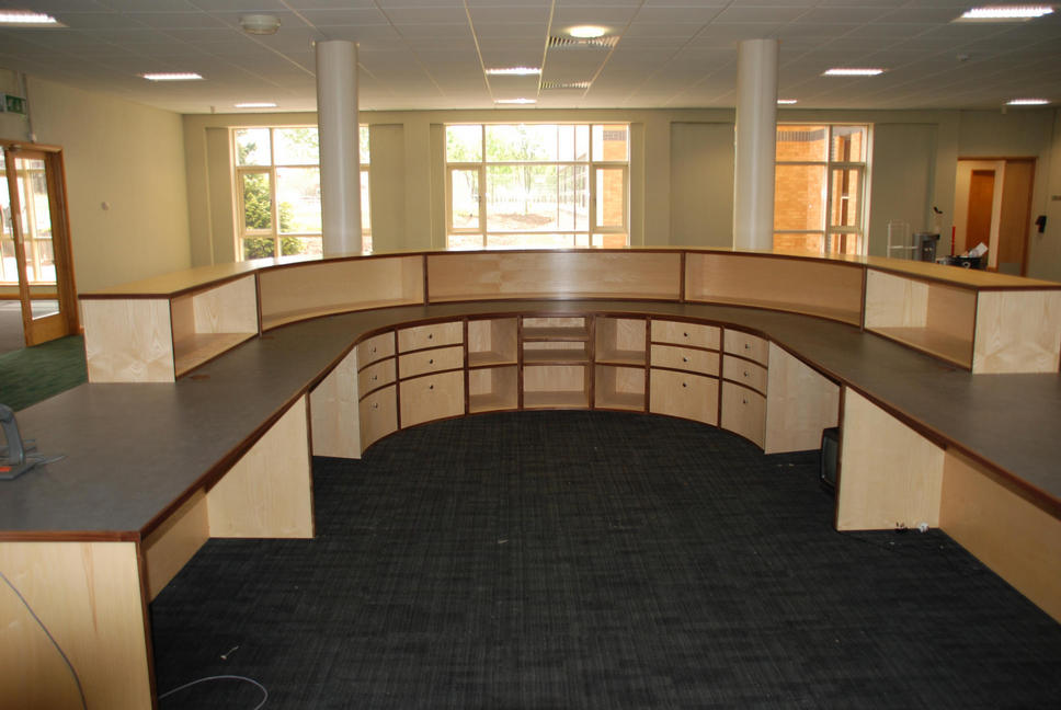 Semi circular Desk in Ash with Walnut Lippings