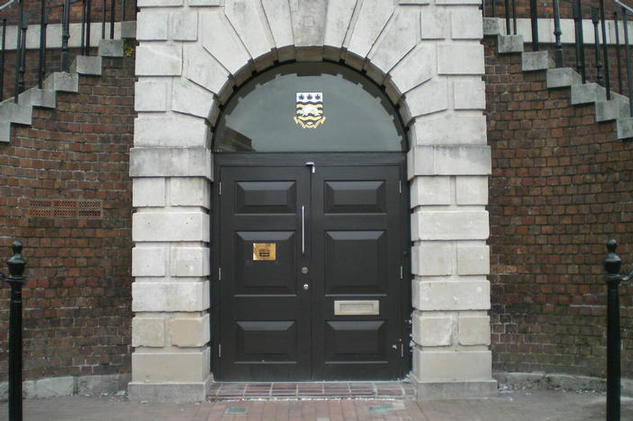 Pair of six panel hard wood doors