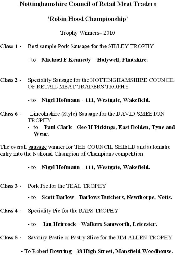 Trophy winners 2010