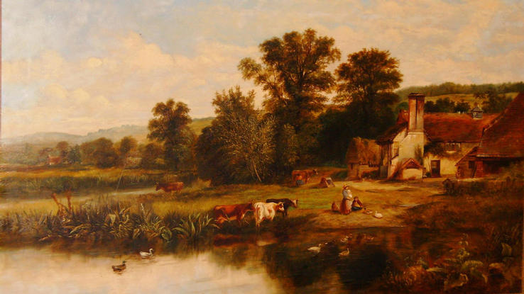 WG Meadows Cattle by river 1860