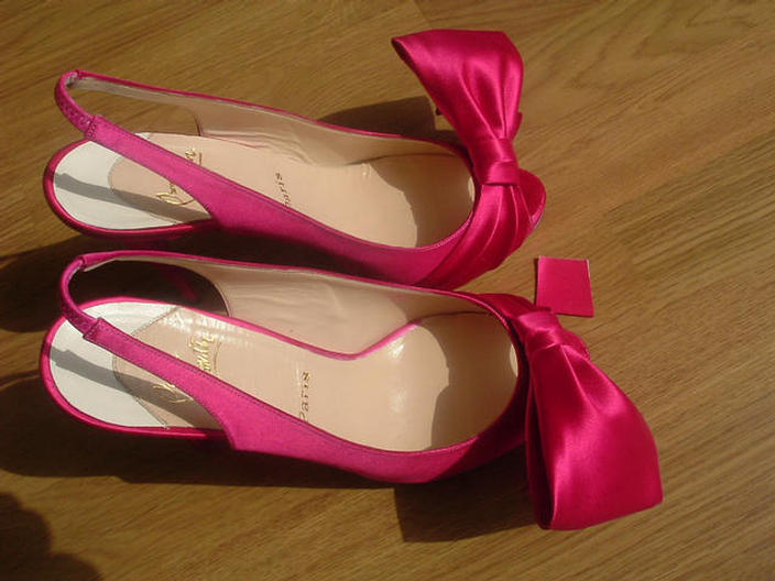 pink satin shoes and bag