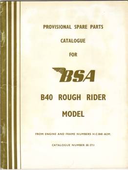 BSA Rough Rider parts book