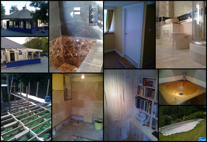 some recent projects including handmade wooden sink, bespoke bathroom, door and conservatory.