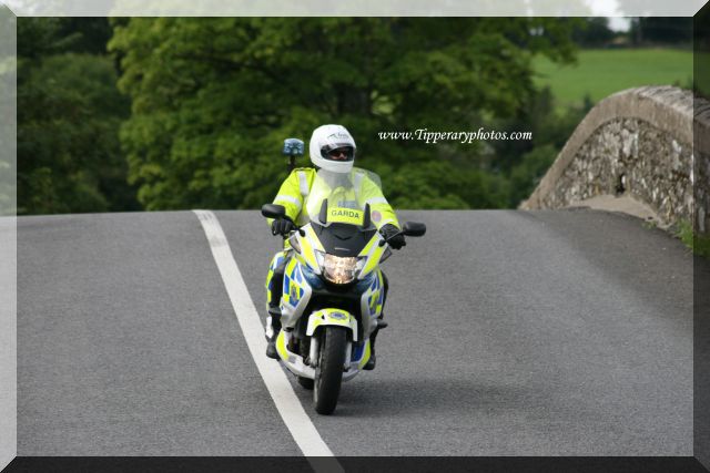 Garda motorcycle on Knocklofty Bridge