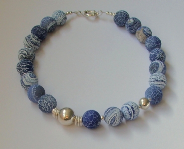 Dragonskin agate and silver necklace