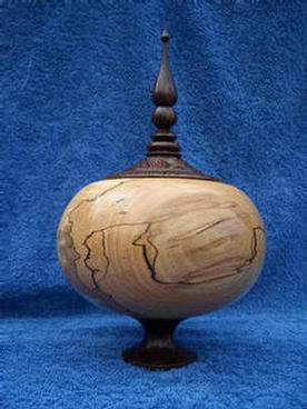 Spalted Beech with Wenge Lid & Pedestal Ashes Urn.