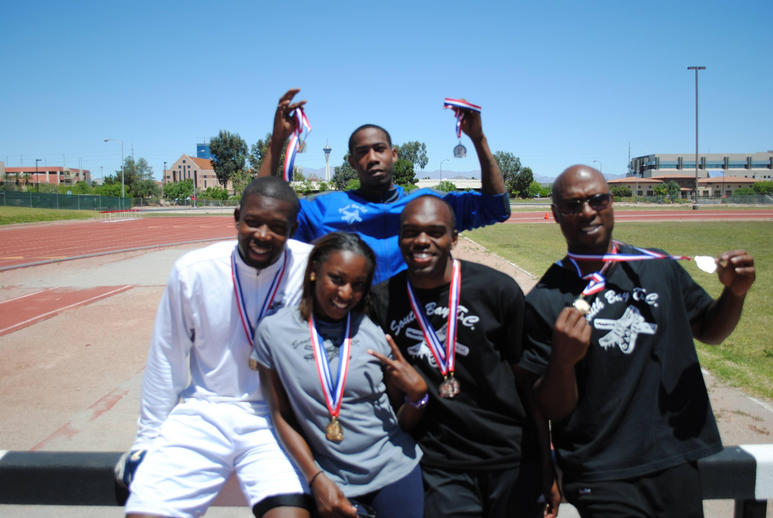 SBTC (from left) Sharaud Moore, Glennis Seldon, Delante Nelson,Steve Metz, and in rear, Mike Mitchell