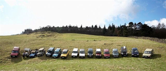 The line up of Land Rovers