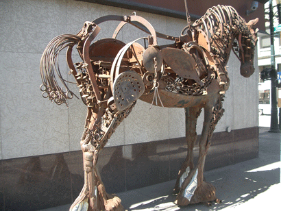 Scrap Metal Horse at Downtown Calgary