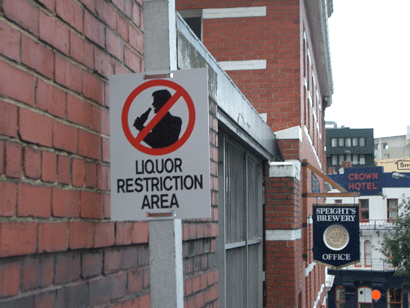 Appropriate sign ? Outside Speight's Brewery, Dunedin