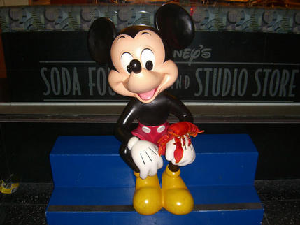 Enjoying a chat with Mickey Mouse, Hollywood, California