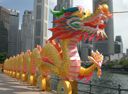 Chinese Dragon by side of Singapore River