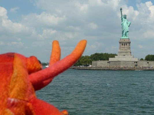 On a boat trip to see the Statue of Liberty