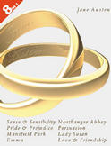 Jane Austen - 8 Books In 1: Jane Austen's Complete Novels. Sense and Sensibility, Pride and Prejudice, Mansfield Park, Emma, Northanger Abbey, Persuasion, Lady Susan, and Love and Friendship. (book cover)