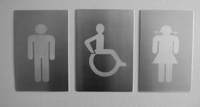 Toilet door signs, they can be done on small panels and stuck on,  or they can be done directly onto a stainless steel door.
