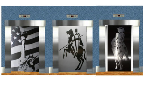 This is just a mock-up picture to show what can be achieved on lift doors
