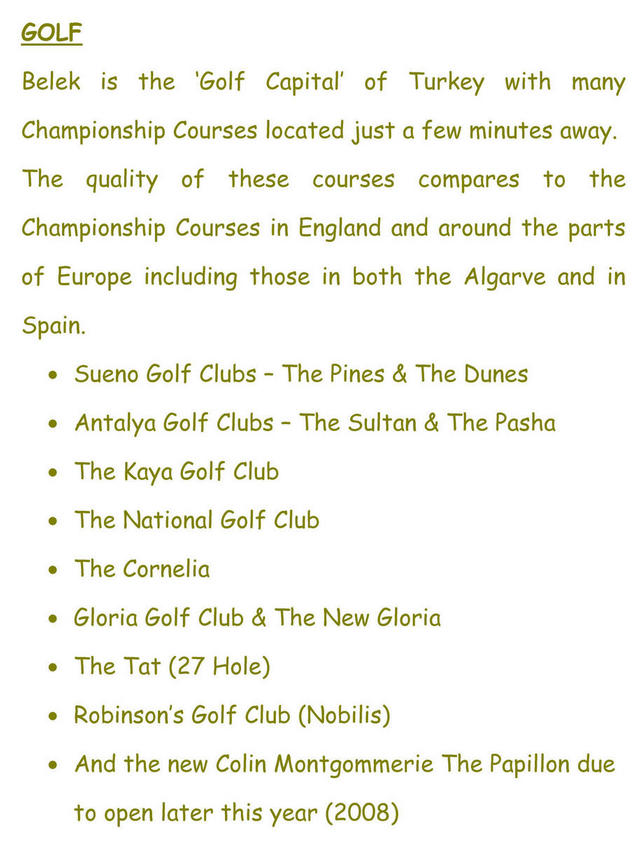 Golf Courses 2008