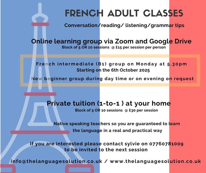 French Adult group level B1 intermediate