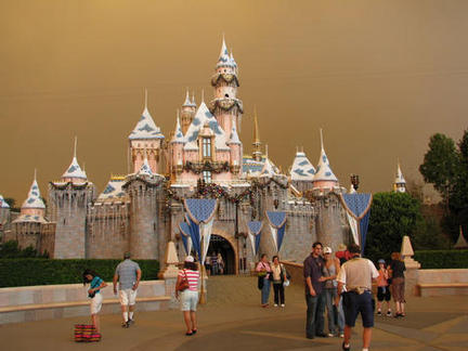 Disneyland Ca under forest fire skies