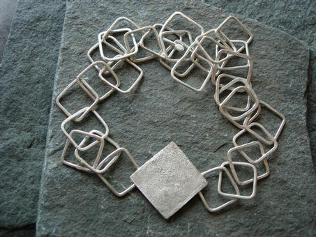 All Square necklace, solid square on handmade chain.