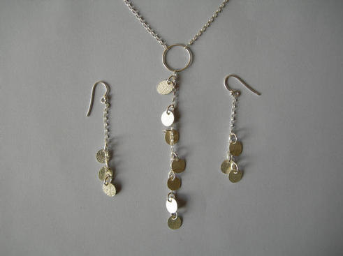 leaf Y necklace and earrings