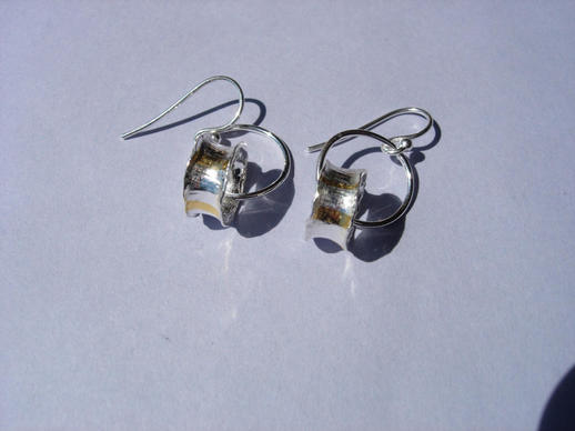Rouleau earrings with 24 carat Keum Boo.