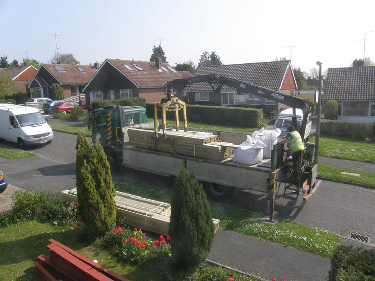 Timber and steels on site