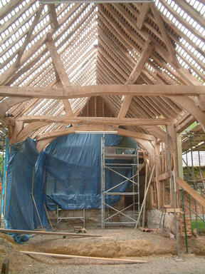 Barn roof half stripped