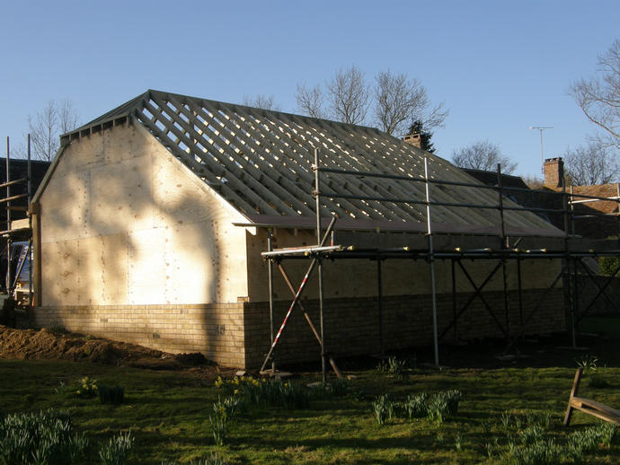 Scaffold up, roof and sides ready for weathering