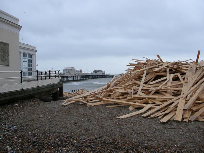 Timber galore washed up at Worthing, January 2008