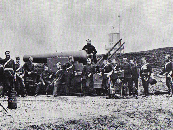 Artillary men at the Heugh Battery Redoubt, Hartlepool, Circa 1870's. Giving an idea of how Shoreham's fort soldiers might have appeared at the same time.