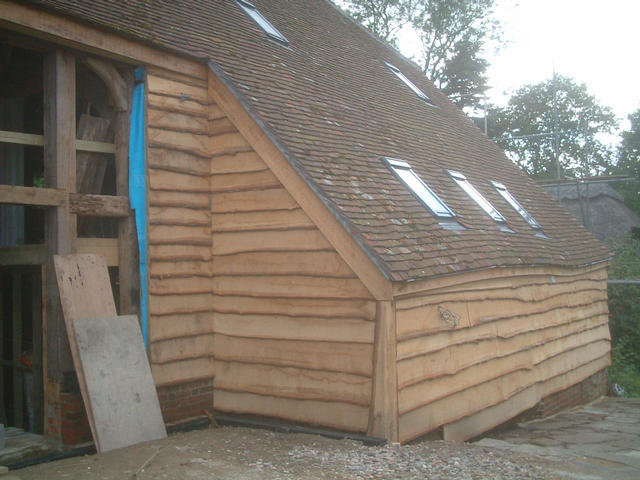 'wainy' edge oak board cladding finish