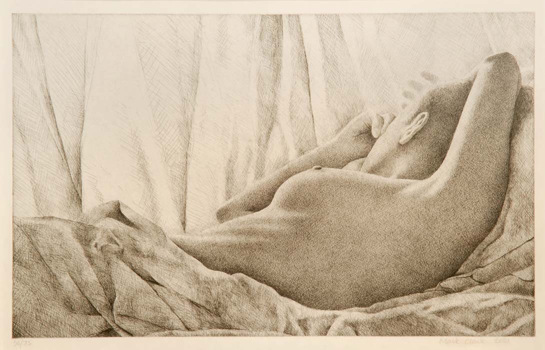 "Sally Reclining"  Limited edition dry-point etching (one of 75 only) SIGNED by MARK CLARK