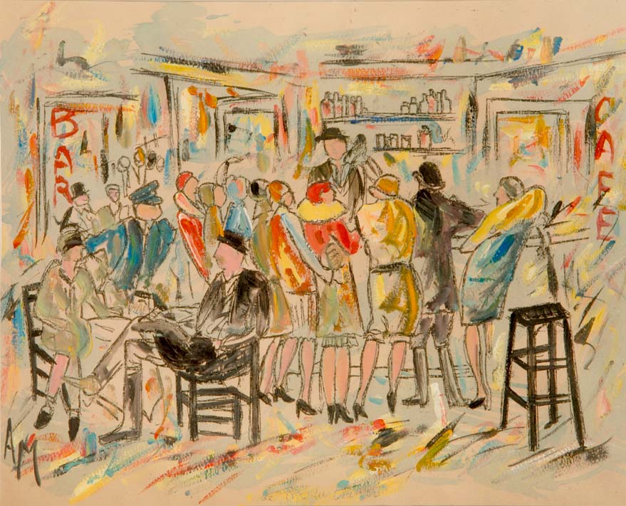 "In The Bar" - original sketch by Albert MEURICE