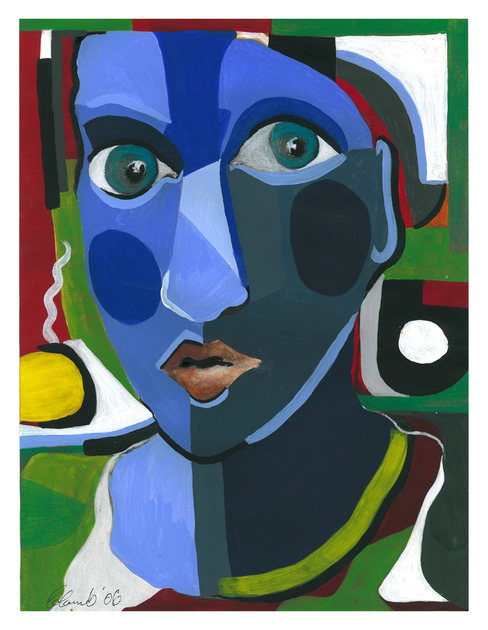  "MOROCCAN  GIRL" - An Original Cubist Gouache by B. COLOMB ["Moloch", cf. BENEZIT]. Print on Application