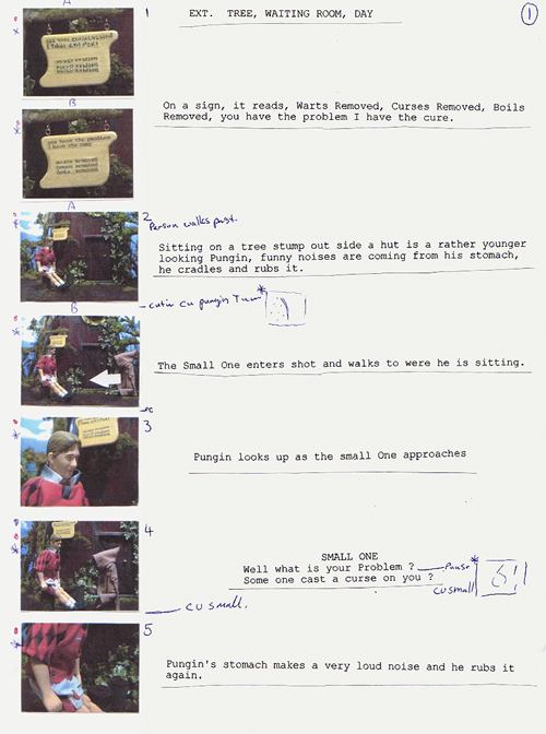 Large Previsualization of a scene storyboard