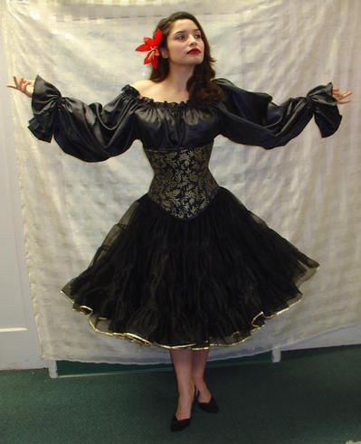 Stefanie in black crinoline corset