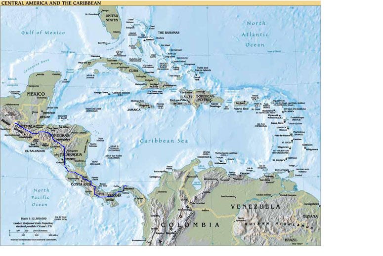 Route through Central America