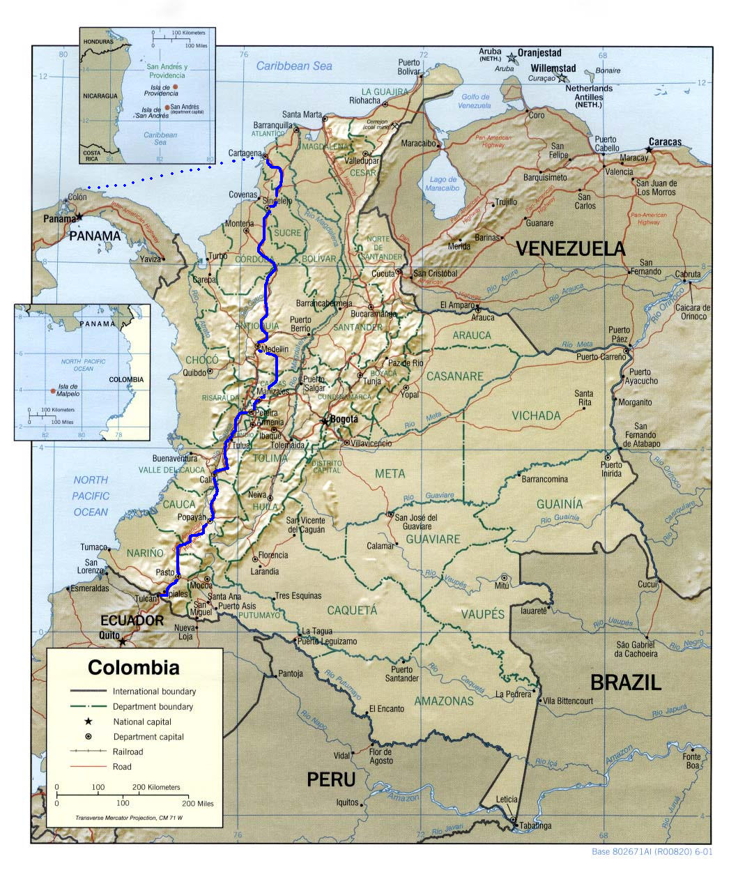 Route through Colombia