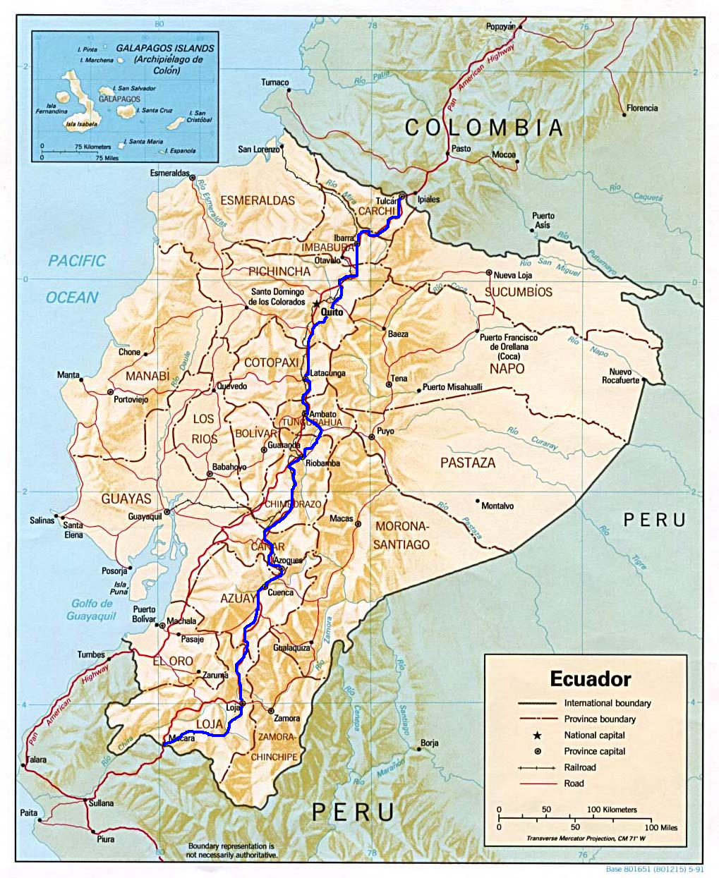 Route through Ecuador