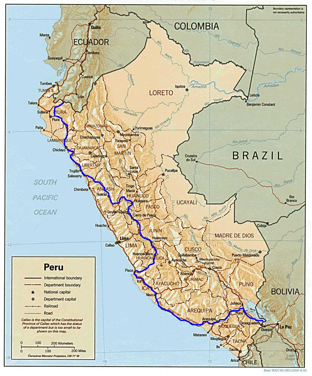 Route through Peru