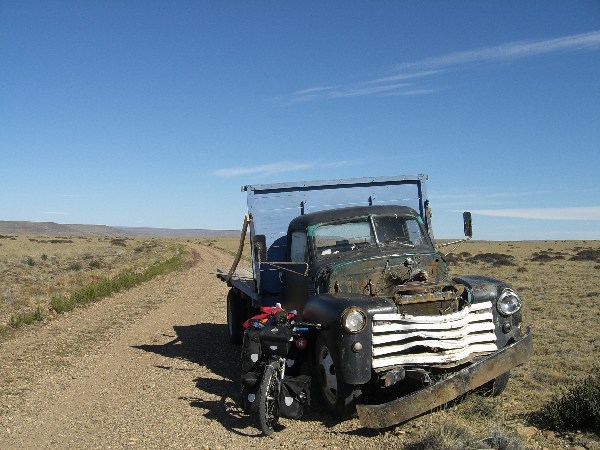 Bike and broken down truck, Patagonia, Argentina, January 2006