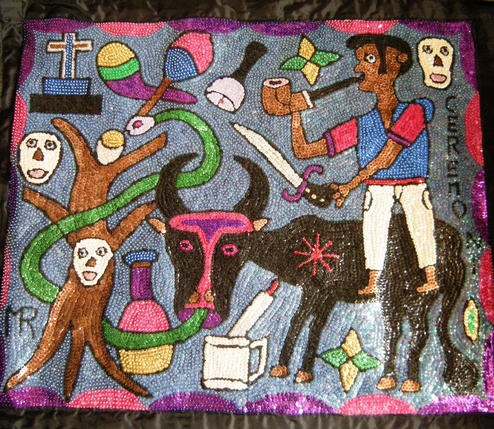 Cermoni with Bossou Haitian Vodou Flag by MR